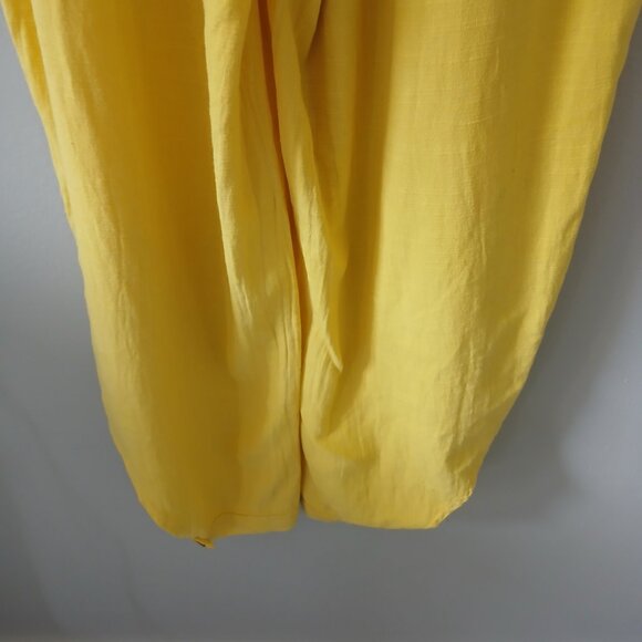Rosidam Women's Size L-XL Pants Bohemian Linen Hippie Yellow Mesh Button Elastic - Picture 14 of 15